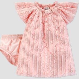 Carters Coral Lace Baby Dress Size 9 Months